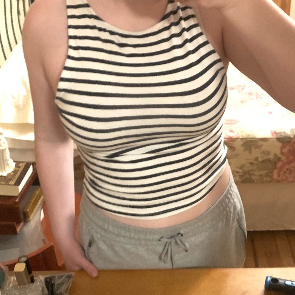 black and white striped crop top